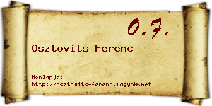 Osztovits Ferenc névjegykártya